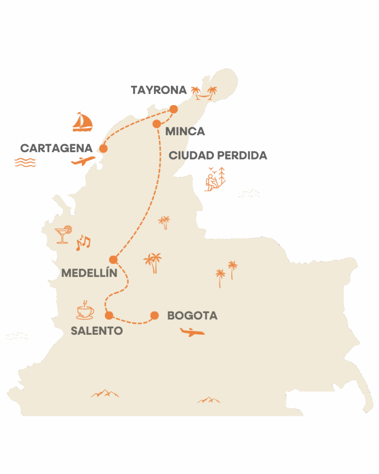 route groepsreis colombia - route colombia - reisroute colombia